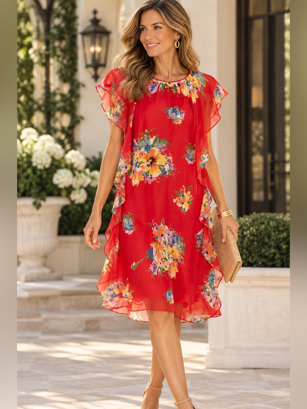 Lauren Ralph Lauren Floral Chiffon Ruffle Dress Size 2P NWT